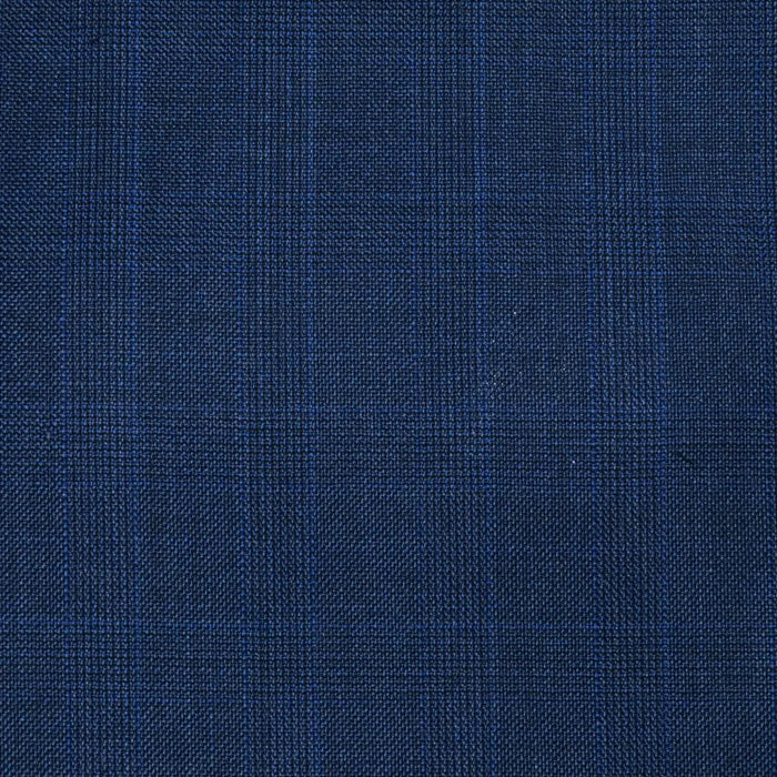Light Navy Blue Glen Check Super 120's All Wool Suiting