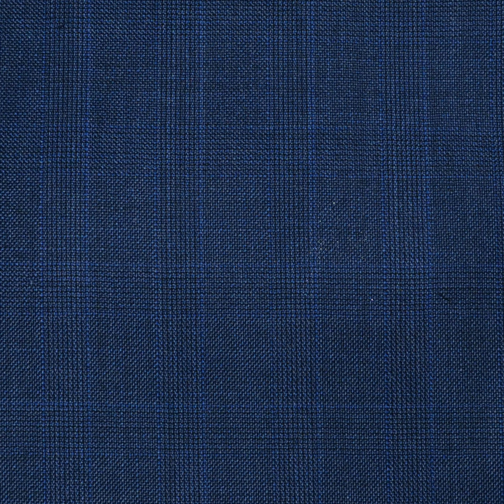Light Navy Blue Glen Check Super 120's All Wool Suiting