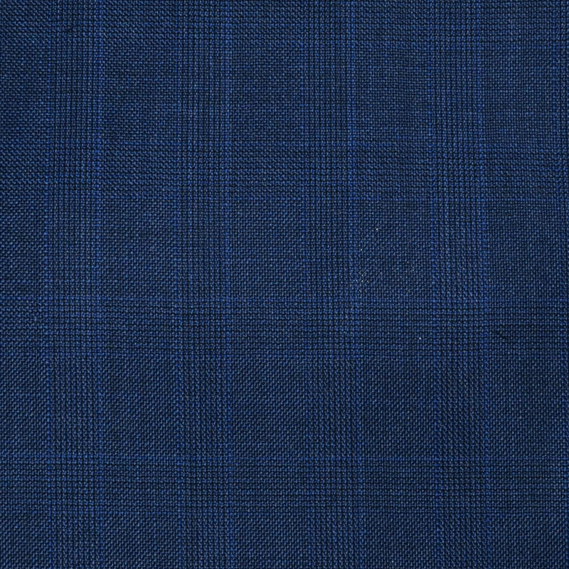 Light Navy Blue Glen Check Super 120's All Wool Suiting