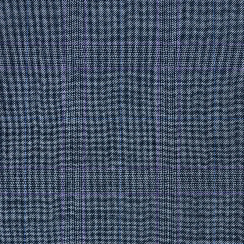 Medium Grey with Purple Multi Check Super 120's All Wool Suiting