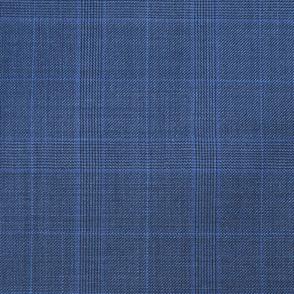 Medium Blue with Royal Blue Multi Check Super 120's All Wool Suiting