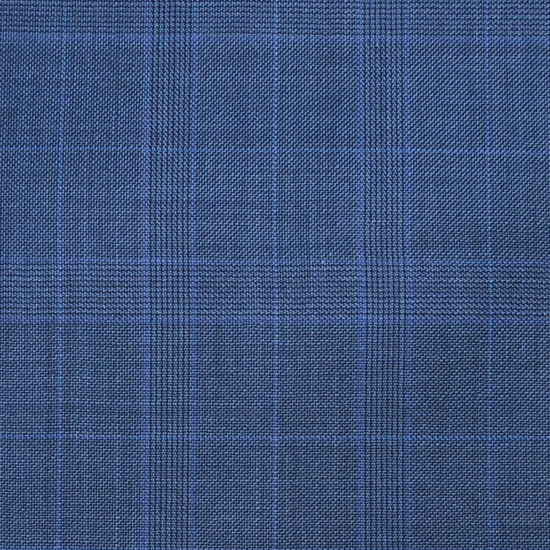 Medium Blue with Royal Blue Multi Check Super 120's All Wool Suiting