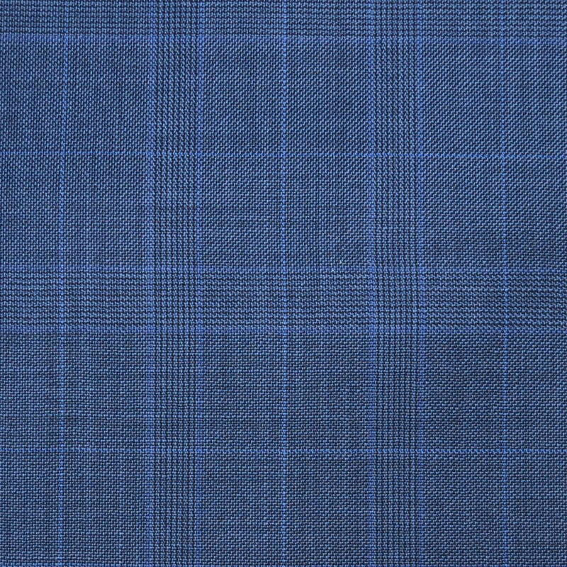 Medium Blue with Royal Blue Multi Check Super 120's All Wool Suiting