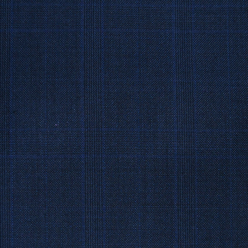 Navy Blue with Royal Blue Multi Check Super 120's All Wool Suiting