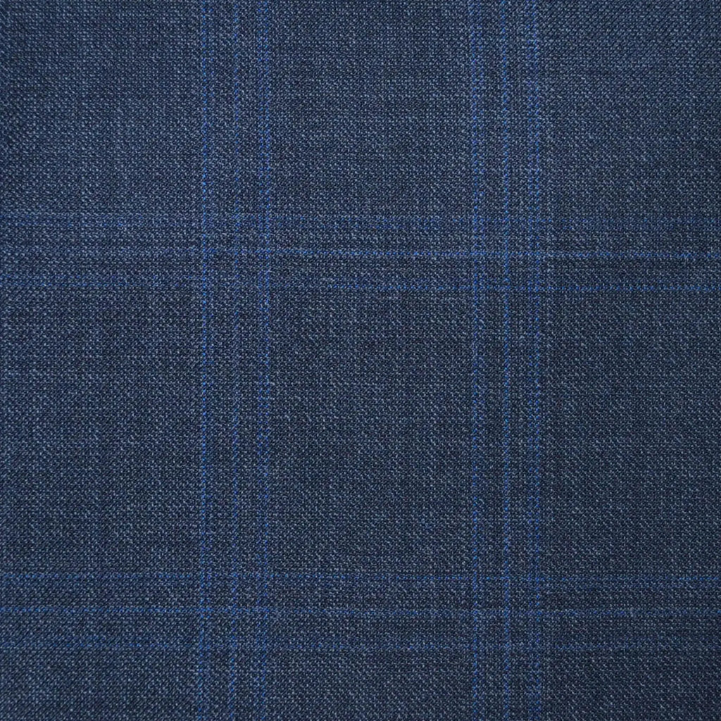 Dark Grey Glen with Blue Check Super 120's All Wool Suiting