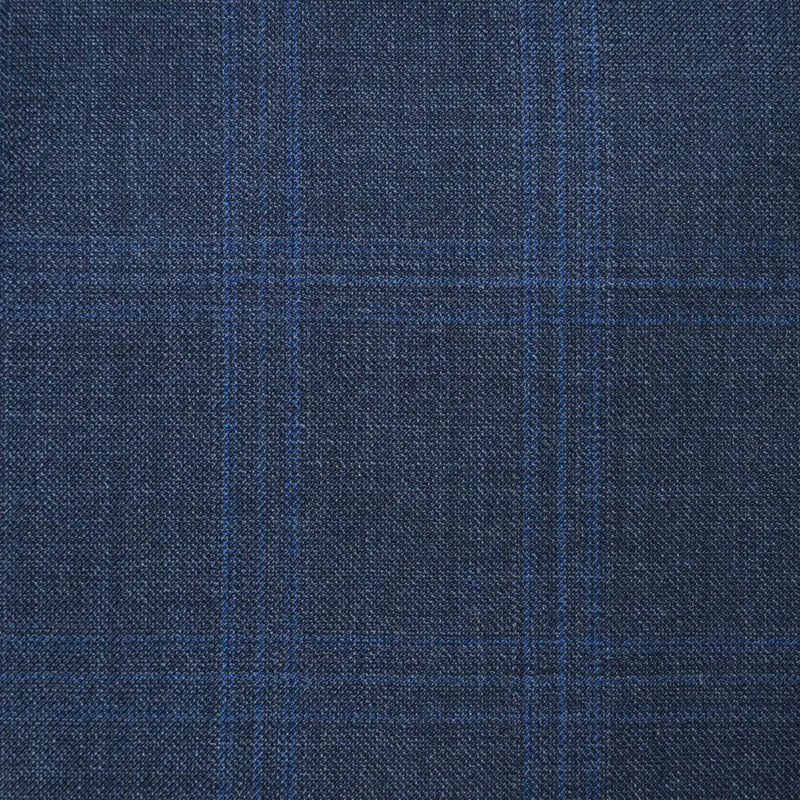 Dark Grey Glen with Blue Check Super 120's All Wool Suiting