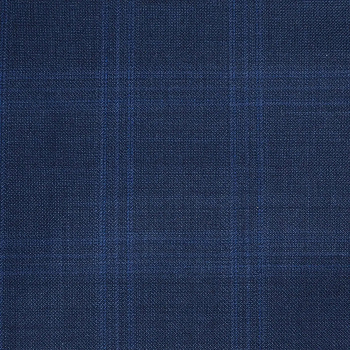 Navy Blue Glen with Blue Check Super 120's All Wool Suiting