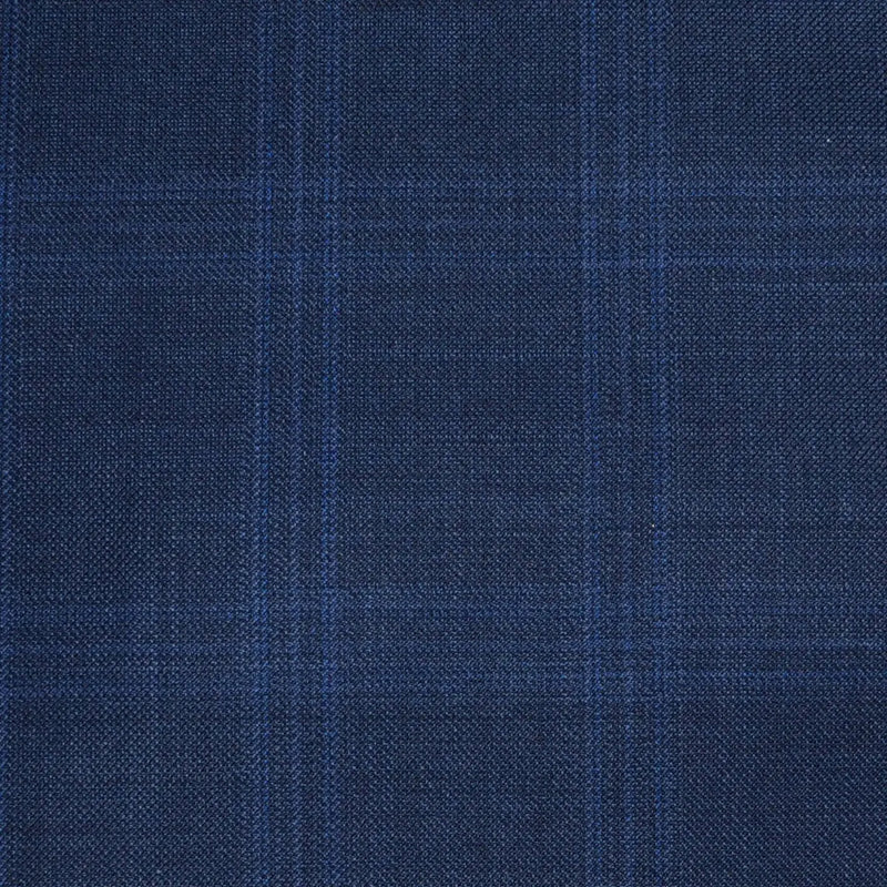 Navy Blue Glen with Blue Check Super 120's All Wool Suiting