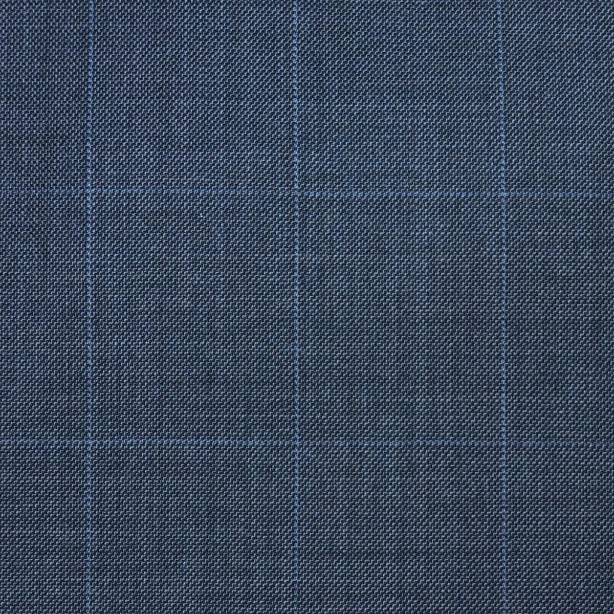 Medium Grey Sharkskin with Muted Blue Check Super 120's All Wool Suiting