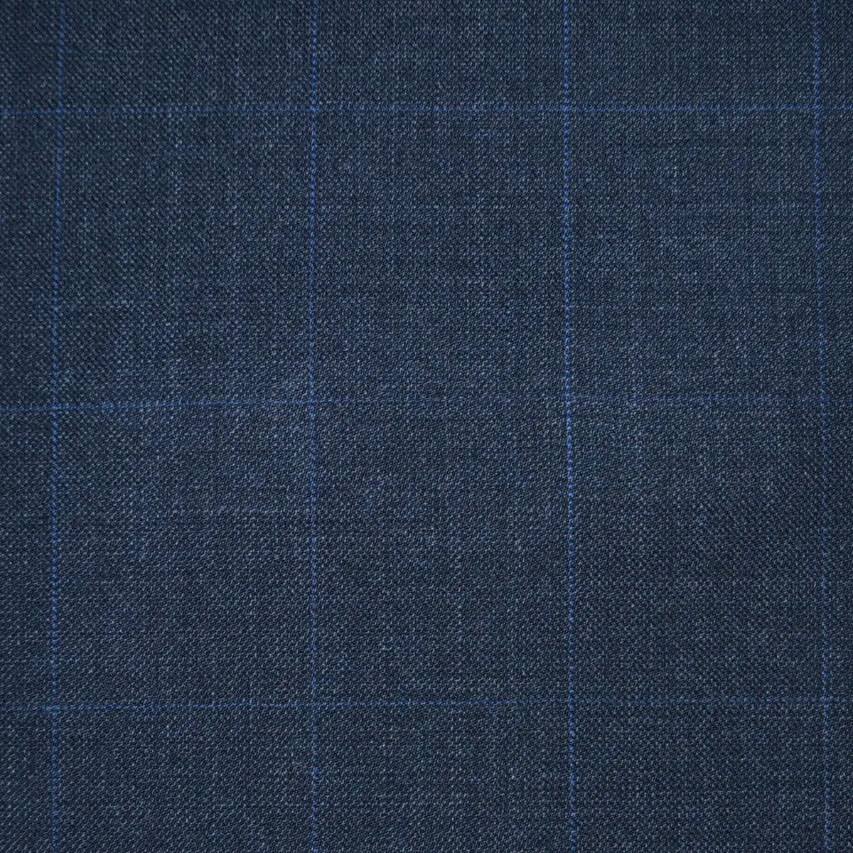 Dark Grey Sharkskin with Muted Blue Check Super 120's All Wool Suiting