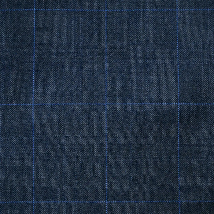 Dark Grey/Blue Pick & Pick with Muted Blue Window Pane Check Super 120's All Wool Suiting