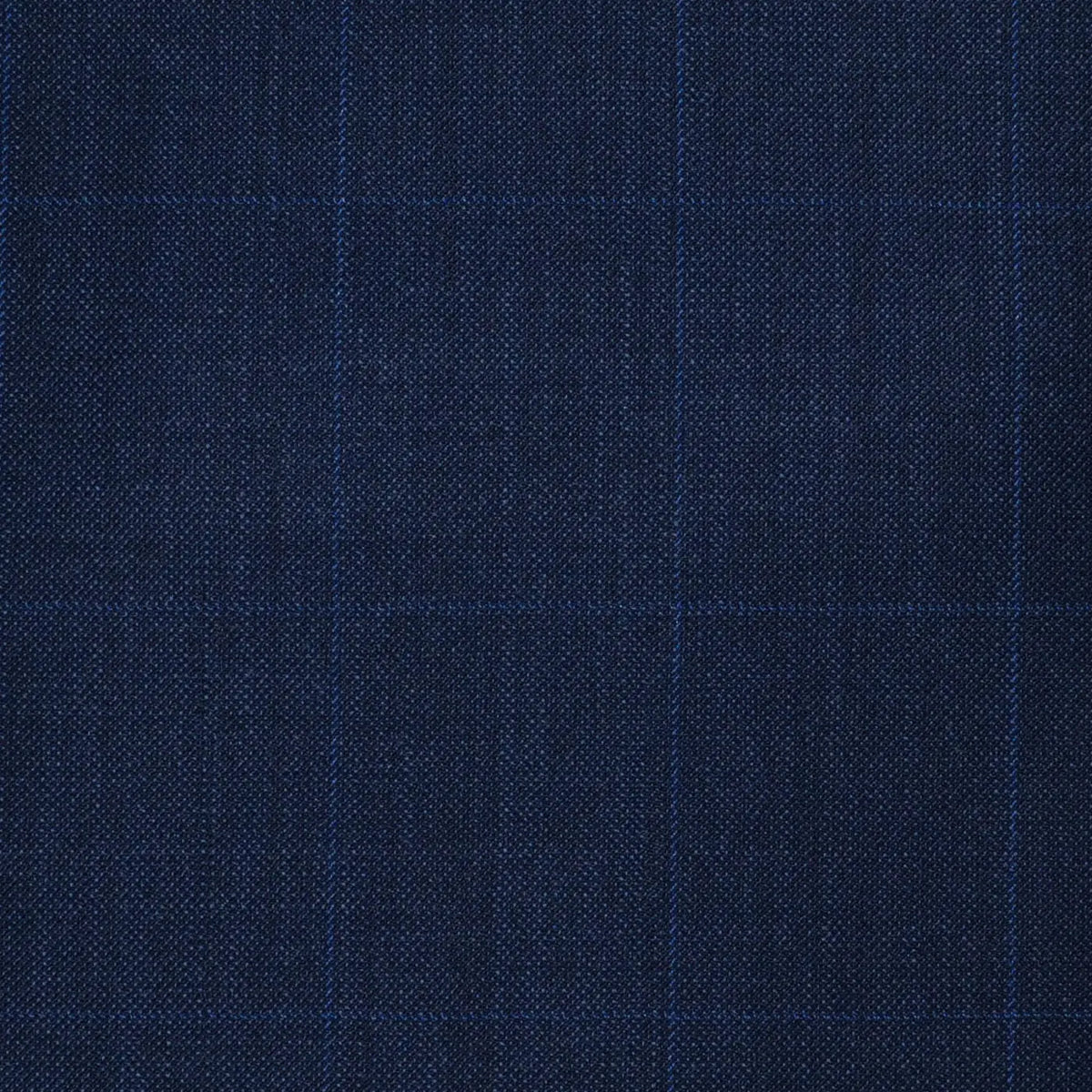 Navy Blue Pick & Pick with Muted Blue Window Pane Check Super 120's All Wool Suiting