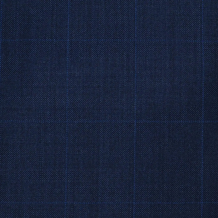 Navy Blue Pick & Pick with Muted Blue Window Pane Check Super 120's All Wool Suiting