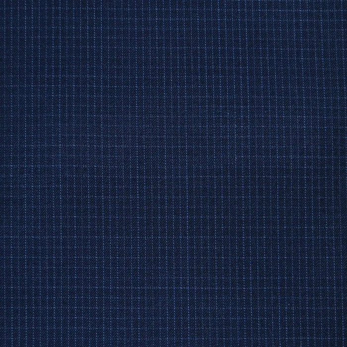 Navy Blue with Small White Multicheck Super 120's All Wool Suiting