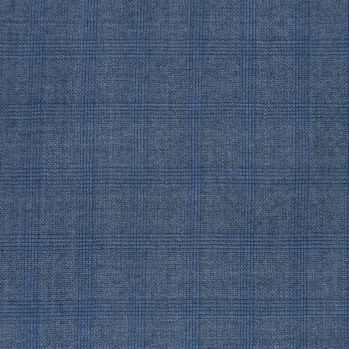 Light Grey with Blue Multi Check Super 120's All Wool Suiting
