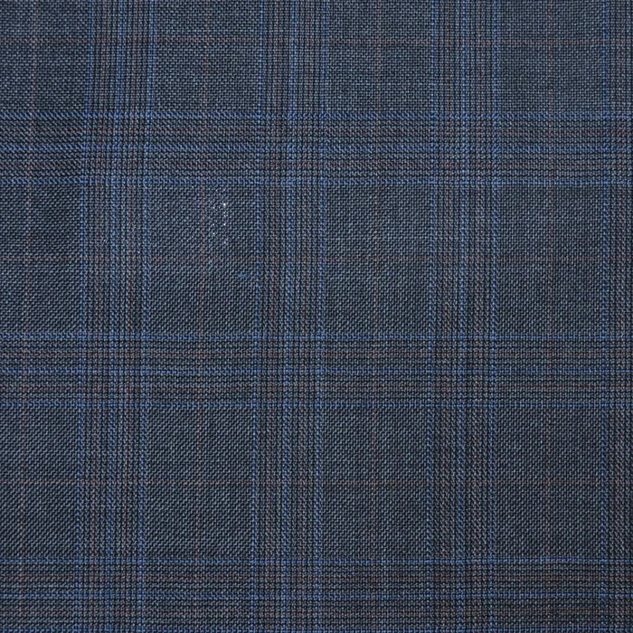 Dark Grey/Brown Pick & Pick Plaid with Tan & Blue Check Super 120's All Wool Suiting