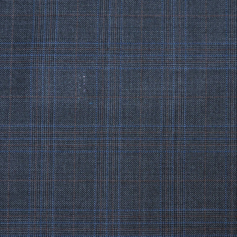 Dark Grey/Brown Pick & Pick Plaid with Tan & Blue Check Super 120's All Wool Suiting