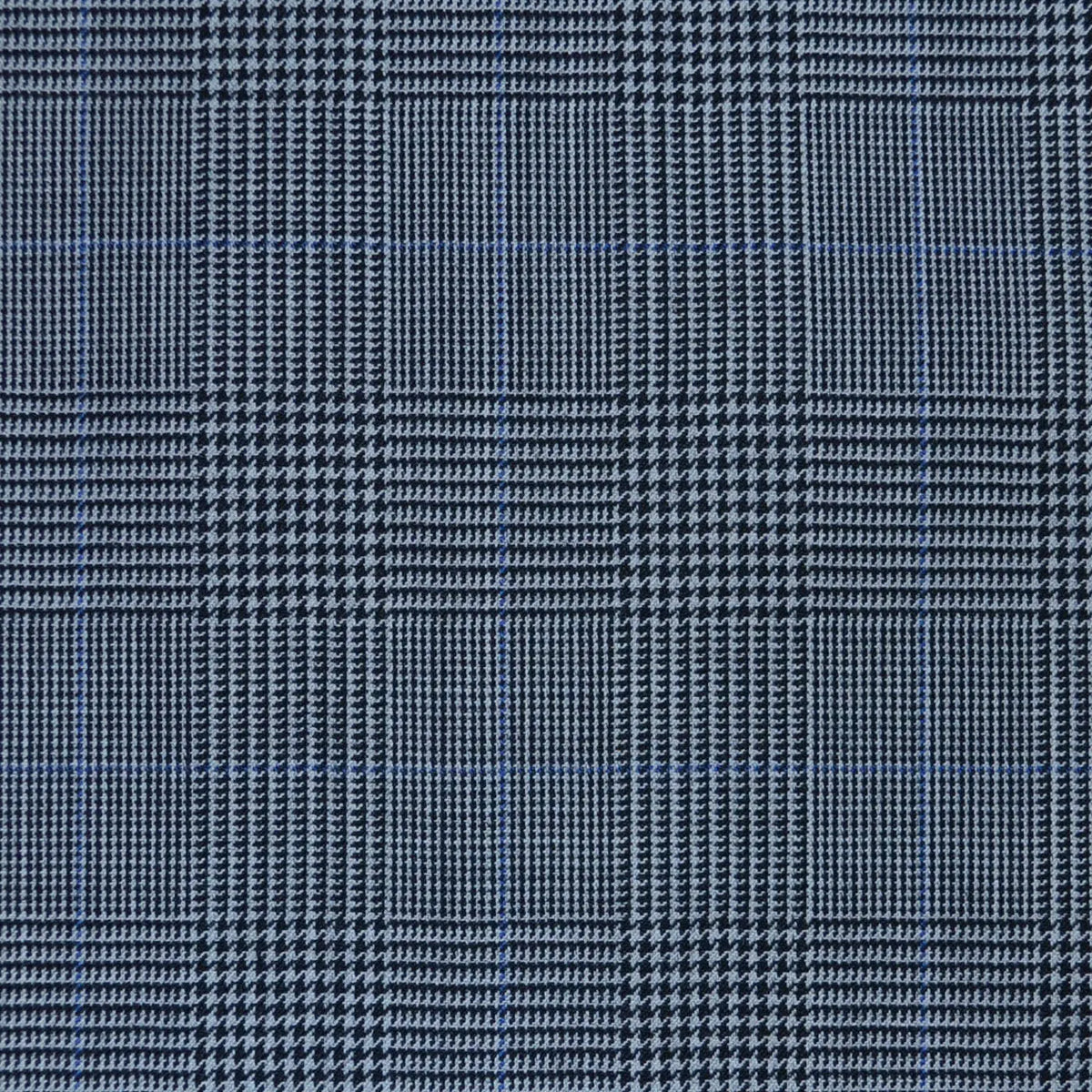 Medium Grey Prince of Wales with Muted Blue Check Super 120's All Wool Suiting