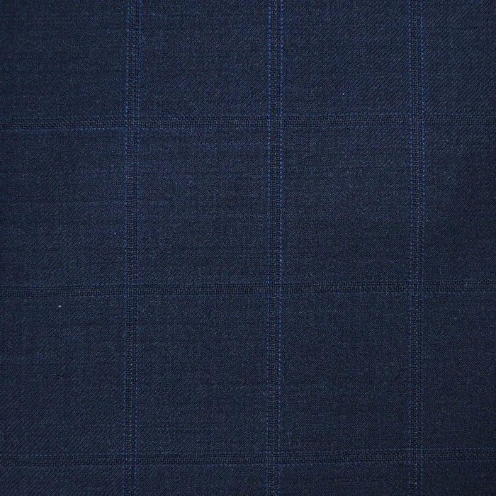 Navy Blue with Muted Self Windowpane Check Super 120's All Wool Suiting
