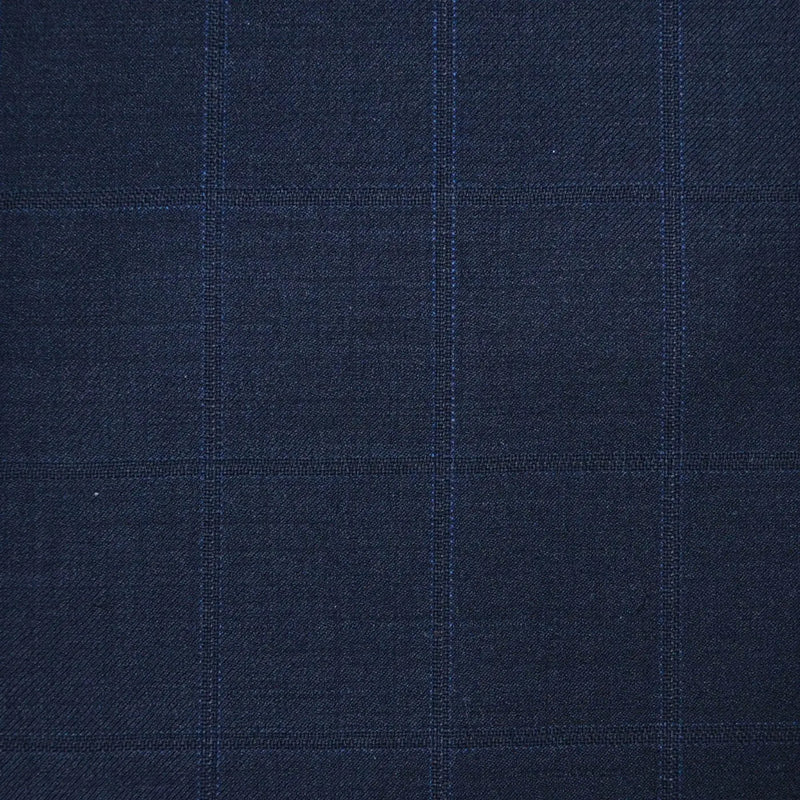 Navy Blue with Muted Self Windowpane Check Super 120's All Wool Suiting