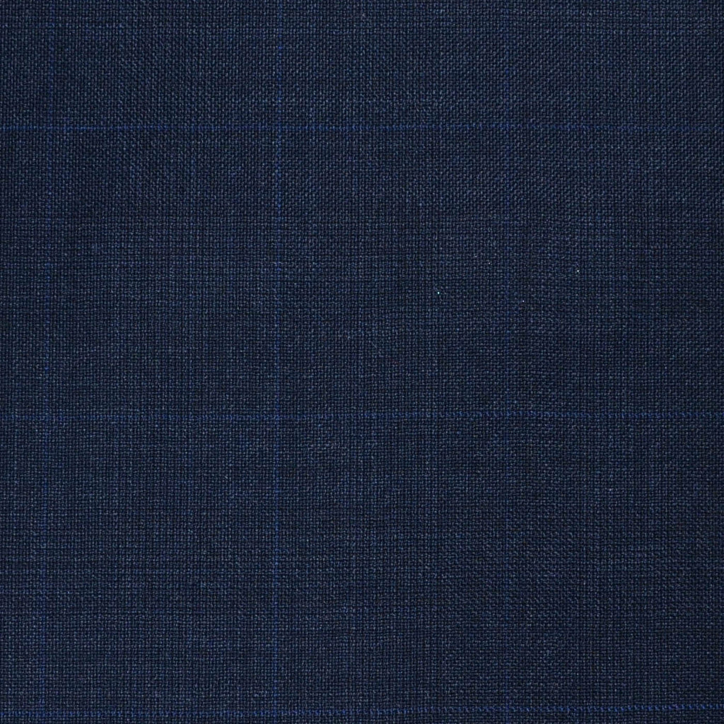 Dark Navy Blue Glen Check Super 120's All Wool Suiting