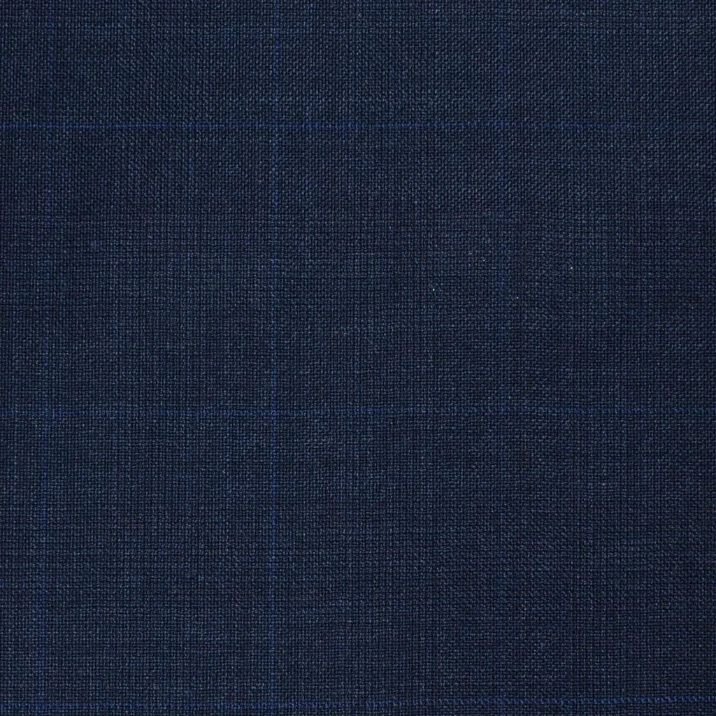 Dark Navy Blue Glen Check Super 120's All Wool Suiting