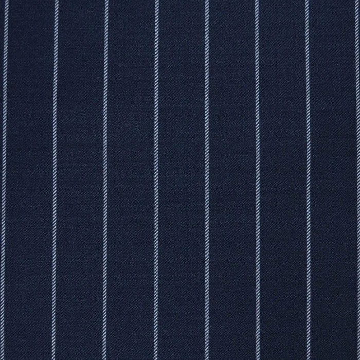 Navy Blue 3/4" Chalk Stripe Super 120's All Wool Suiting