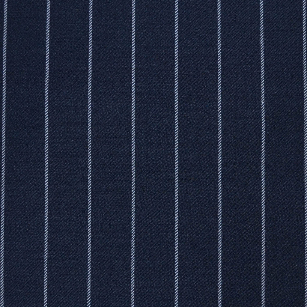 Navy Blue 3/4" Chalk Stripe Super 120's All Wool Suiting