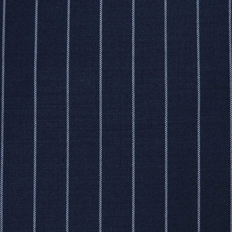 Navy Blue 3/4" Chalk Stripe Super 120's All Wool Suiting
