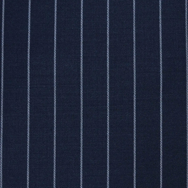 Navy Blue 3/4" Chalk Stripe Super 120's All Wool Suiting