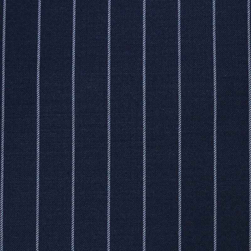 Navy Blue 3/4" Chalk Stripe Super 120's All Wool Suiting