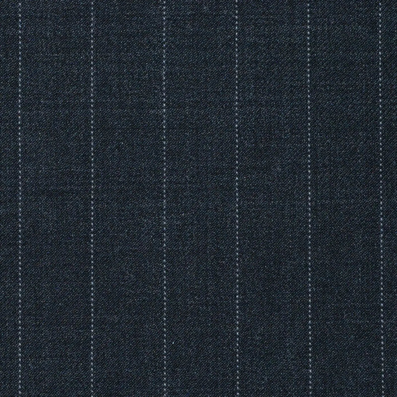 Dark Grey 1/2" Pinstripe Super 120's All Wool Suiting