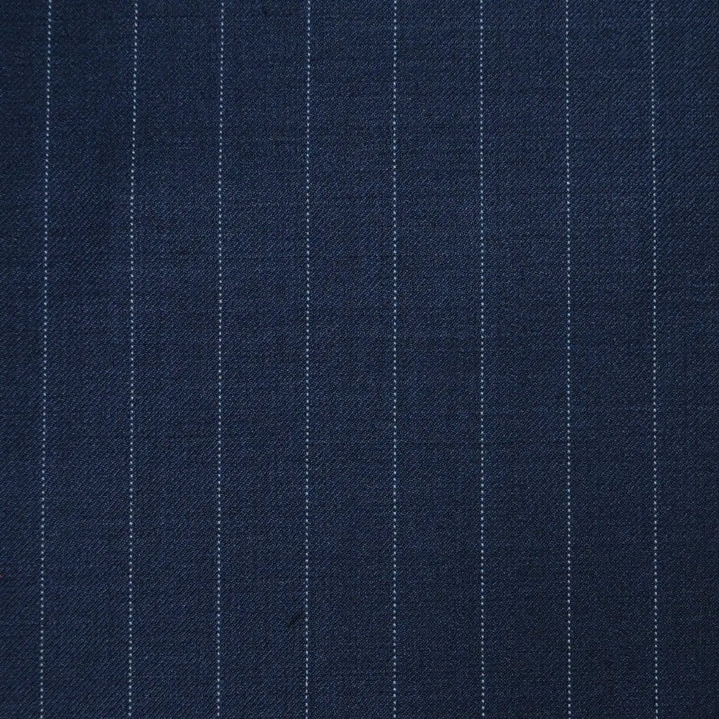 Dark Navy Blue 1/2" Pinstripe Super 120's All Wool Suiting