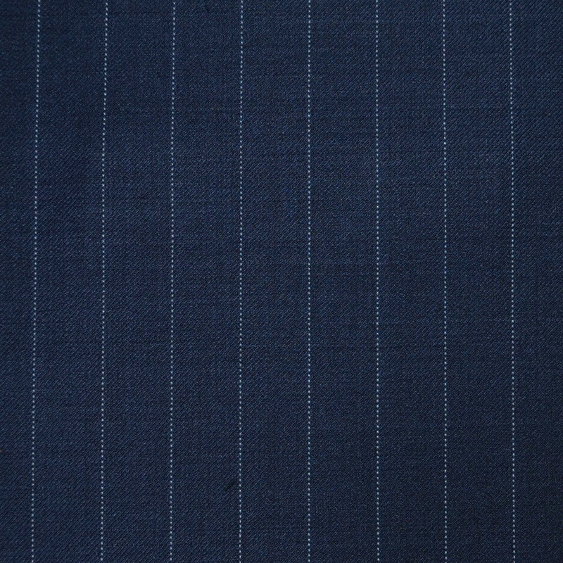 Dark Navy Blue 1/2" Pinstripe Super 120's All Wool Suiting