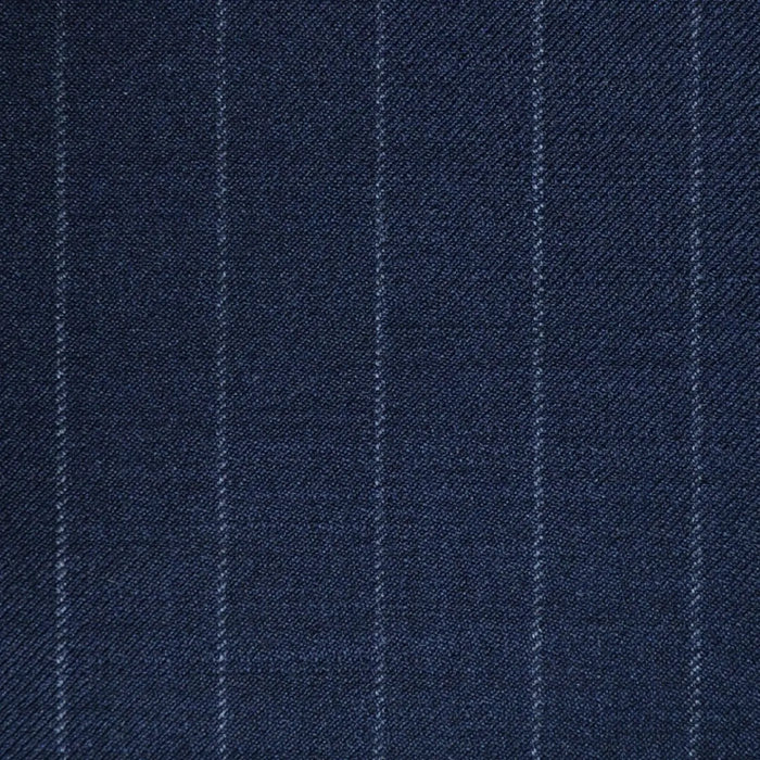 Dark Navy Blue 1/2" Muted Chalk Stripe Super 120's All Wool Suiting