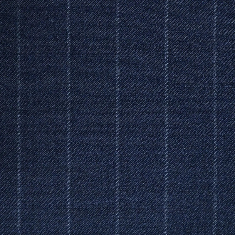 Dark Navy Blue 1/2" Muted Chalk Stripe Super 120's All Wool Suiting