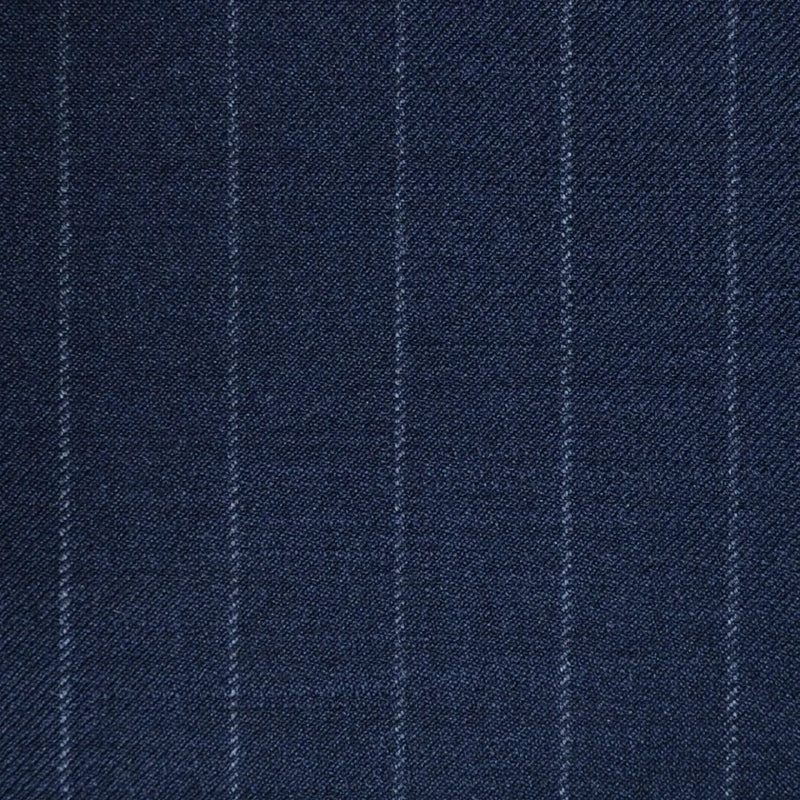 Dark Navy Blue 1/2" Muted Chalk Stripe Super 120's All Wool Suiting