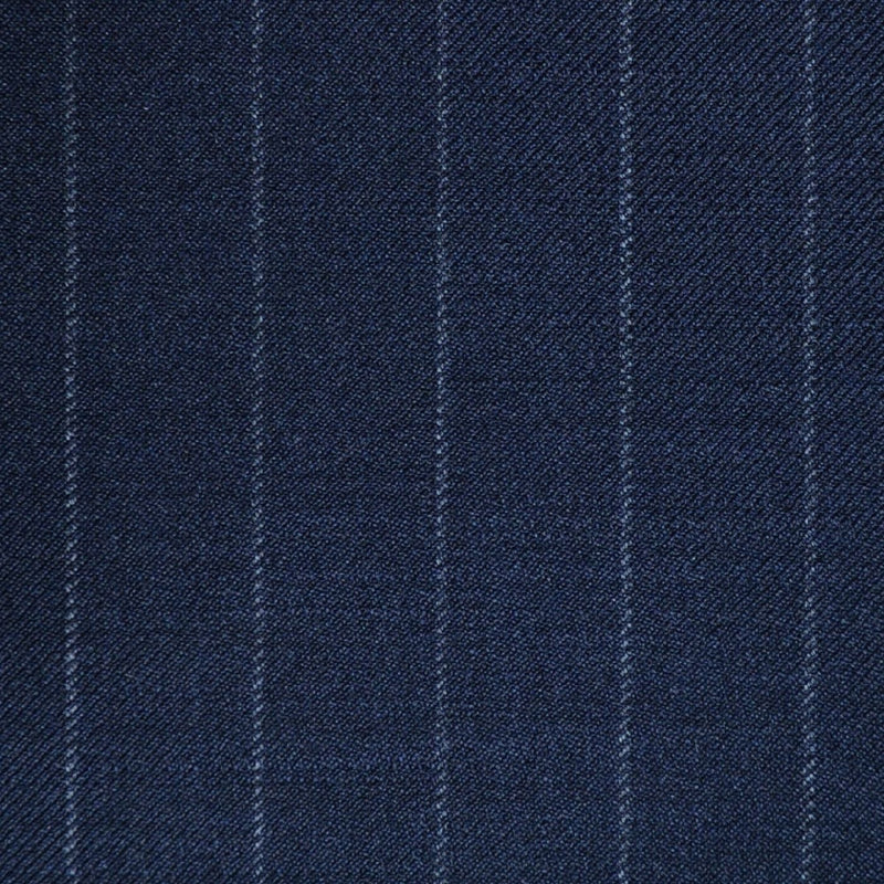 Dark Navy Blue 1/2" Muted Chalk Stripe Super 120's All Wool Suiting