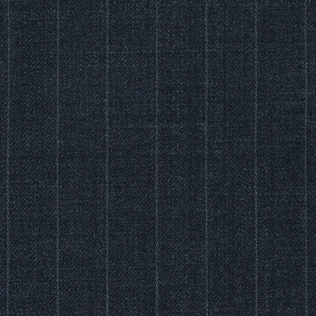 Dark Grey 1/2" Pinstripe Super 120's All Wool Suiting