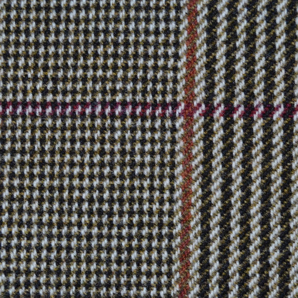 Brown & Cream with Red & Orange Check Tweed
