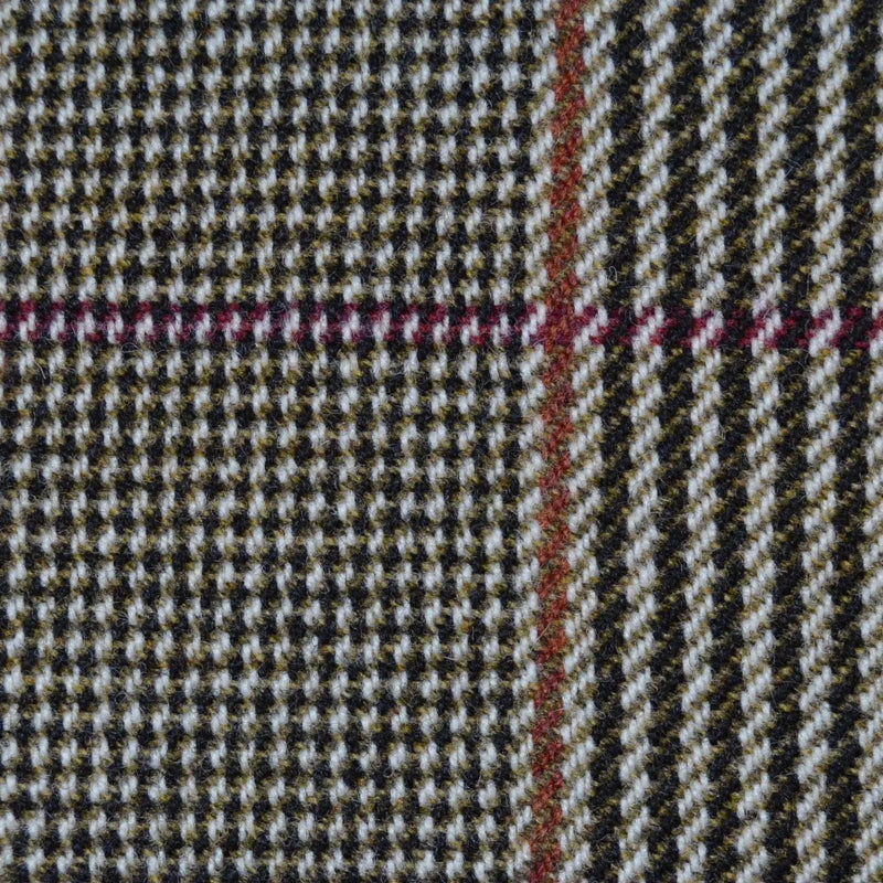 Brown & Cream with Red & Orange Check Tweed