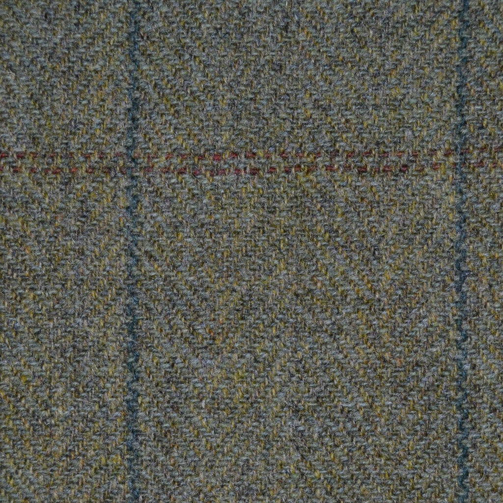 Moss Green with Green & Brown Check Tweed