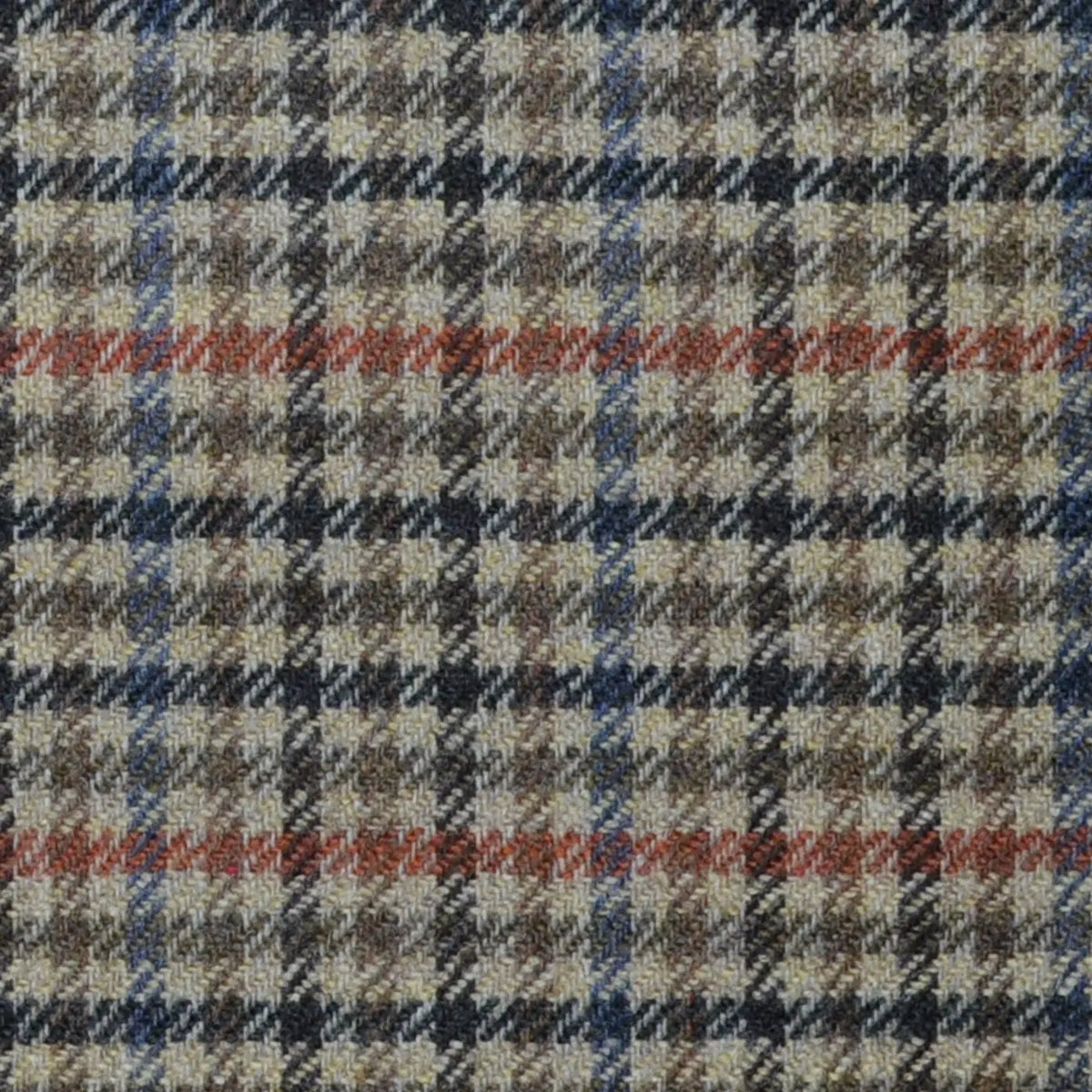 Beige with Brown, Orange and Blue Check Lambswool & Cashmere Jacketing