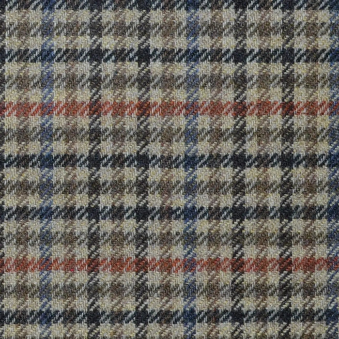 Beige with Brown, Orange and Blue Check Lambswool & Cashmere Jacketing