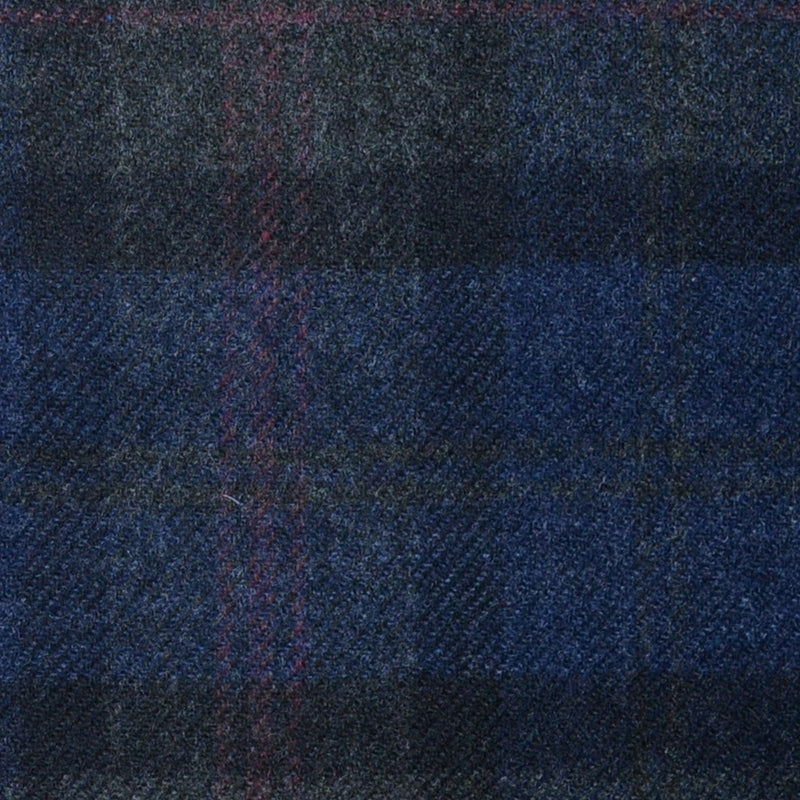 Blue and Grey with Red Plaid Check Lambswool & Cashmere Jacketing