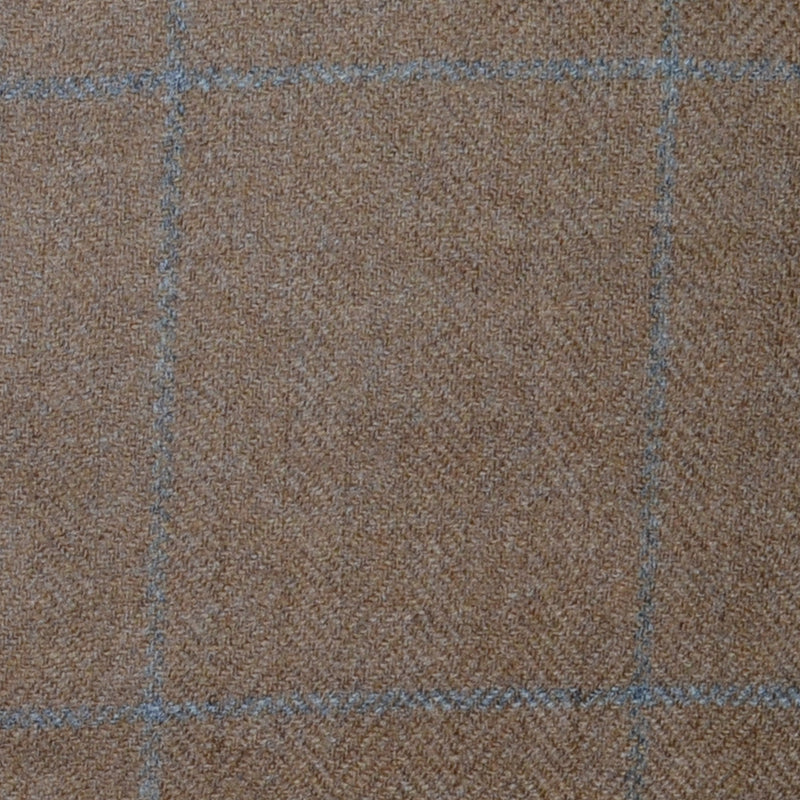 Sand Herringbone with Light Blue Check Lambswool & Cashmere Jacketing