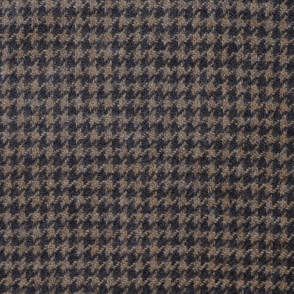 Medium Brown and Dark Brown Dogtooth Check Lambswool & Cashmere Jacketing