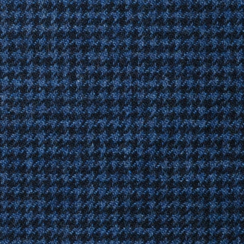 Medium Blue and Navy Blue Dogtooth Check Lambswool & Cashmere Jacketing