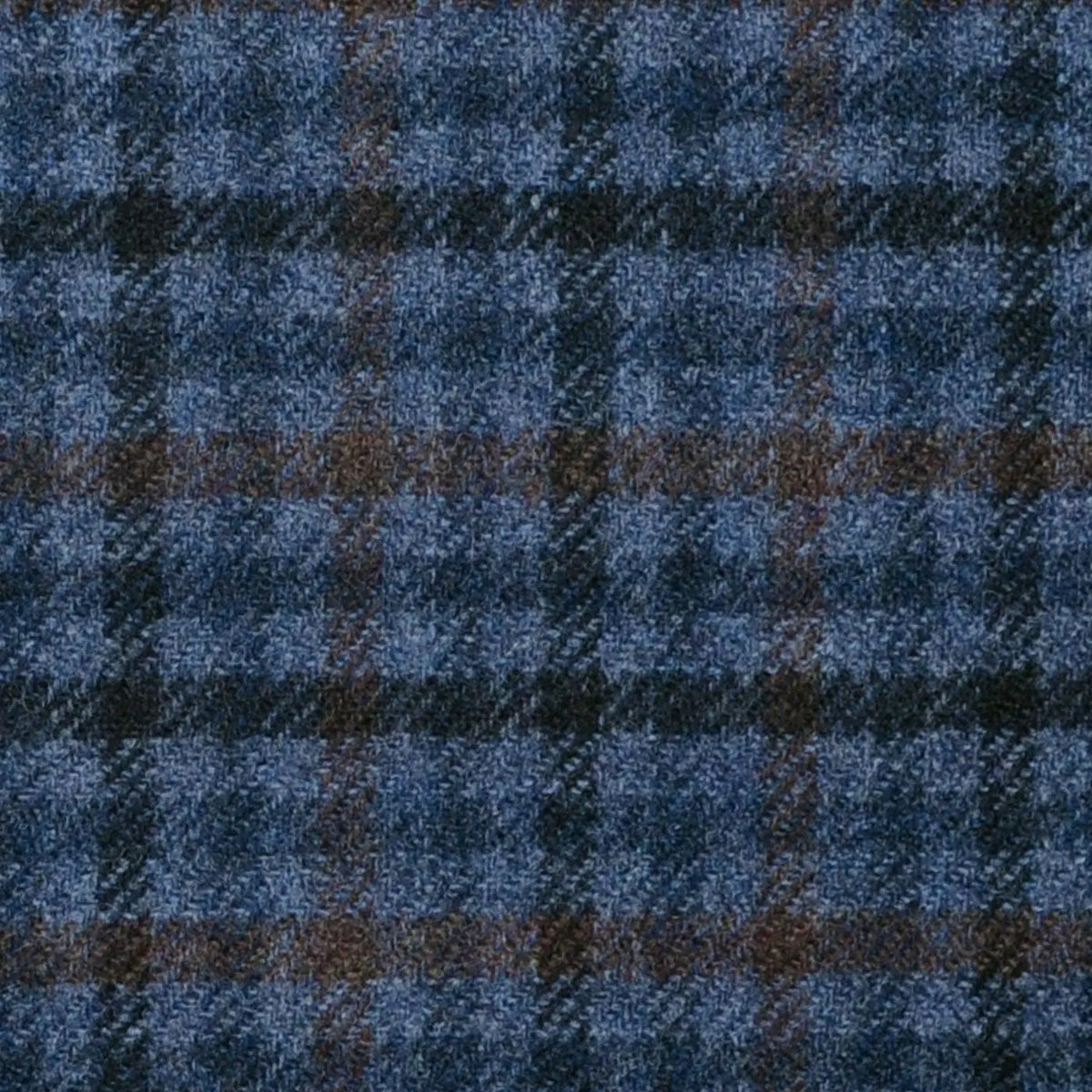 Medium Grey with Blue, Navy Blue and Brown Check Lambswool & Cashmere Jacketing