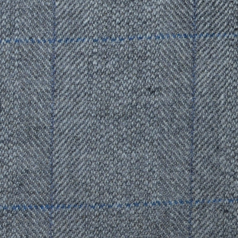 Light Grey Herringbone with Lilac and Blue Check Lambswool & Cashmere Jacketing